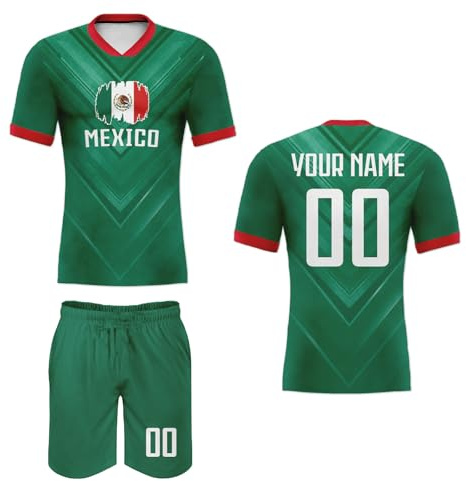 Personalisiertes Fußball Trikot mit dem Namen des Landes und der Nationalflagge Kinder Erwachsene Fußball Shorts&Trikots mit GRATIS Name Nummer Fußball Training Trikot