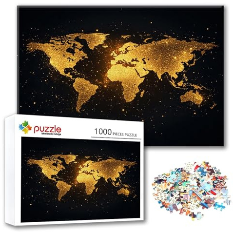 Puzzle Weltkarte Puzzle 1500 Teile Abstrakt, Herausforderung Impossible Jigsaw, Erwachsene Wooden Jigsaw, Puzzlespiele für Die Ganze Familie Stressabbau, Geschenk für Frauen Männer 87 x 57 cm Z-2