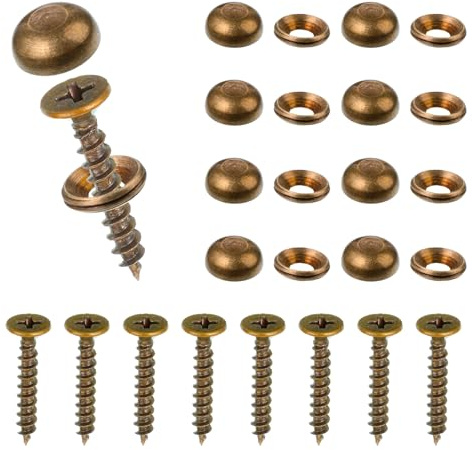 8 tornillos decorativos de latón con tapas, tornillos decorativos de latón, tornillos autorroscantes con tapa de cubierta, tornillos decorativos para ventanas, para espejos decorativos, muebles, mesas