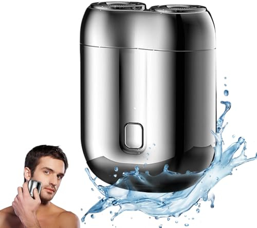 Tragbarer Mini Rasierer Elektrischer, IPX7 Wasserdichter Multifunktionaler Mini Trockenrasierer Herren Elektrisch, Kapsel Rasierer Zakscheerapparaat, Tiefenreinigung Shaver Men (Silber)
