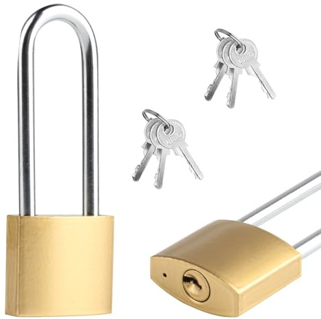 Vorhängeschloss Langer Bügel, 38mm Wetterfest Vorhängeschloss mit Schlüssel Groß, Vorhängeschlösser mit Schlüssel, Sicherheitsschloss für Garage Garten Spind Kellerschloss Padlocks (2, 38MM)