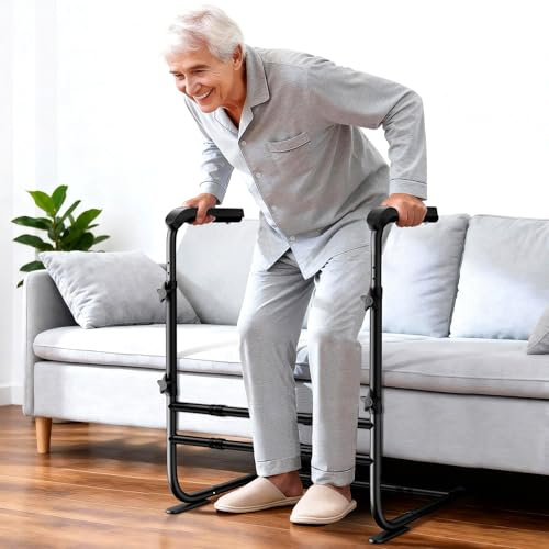 FORTEMOTUS Aufstehhilfe Sofa, Stehhilfe für Senioren, Mobilitätshilfe mit Höhen- und Breiten Verstellbar Griff & Rutschfesten Füßen, Handläufe für Patienten und Menschen, Tragkraft bis zu 136 kg