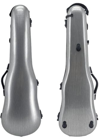 MJMLUCK Geigenkoffer, 4/4-Größe, Hartschalenkoffer aus Carbon-Verbundwerkstoff, Reise-Geigenkoffer, geformter Flugkoffer, rucksacktauglich, leicht, Kratzfest (blau) (Silber)