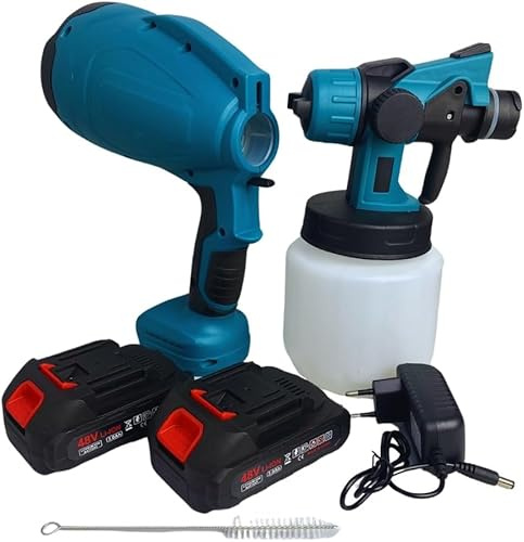 MF artSHOP Pistola a Spruzzo Elettrica a Batteria 288VF con 2 Batterie 7.0Ah, HVLP Professionale, 3 Ugelli Regolabili, Serbatoio 800ml, Ricarica Rapida, per Verniciatura Legno Metallo Pareti