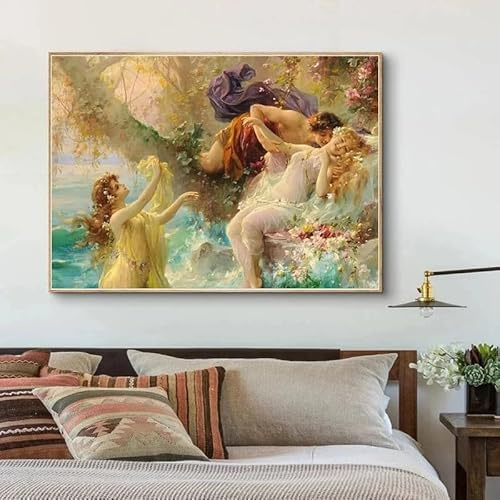 GKUVBF Vintage Renaissance Ästhetik Hans Zatzka Leinwandbild Kunstdruck Edle Dame im Garten Poster Wanddekoration (40x60cm/Rahmenlos)