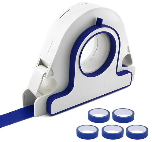ZMCVOE Malerband Applikator, Tragbares Malerkrepp Abroller mit 5 Rollen 25 mm Blaues Klebeband, Klebeband Applikator, Tape Applicator, Malerband Abroller für Zierleisten, Fenster, Türrahmen