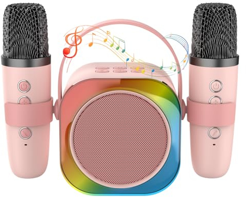 Karaoke Infantil 2 Micrófonos Inalambrico,Juguetes Regalo Niñas 4-12 Años | Micrófono Inalambrico,Cambio de sonido, Navidad para niña, altavoz para regalo niños 4, 5, 6, 7, 8, 9, 10, 11, 12 años