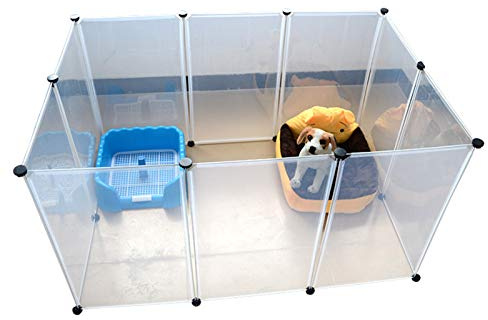 Enclos de Jeu pour Animaux Compagnie d Exercice Chien 10 Panneaux Clôture Portable Chiens Petits Chats Espace sûr DIY Extensible Solide Stable Facile à Installer Utilisation intérieure