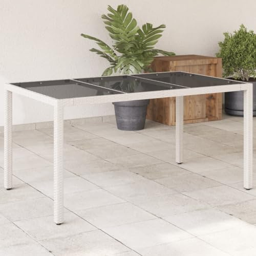 Solivagant Table de Jardin avec Dessus en Verre Blanc résine tressée,(23.6 KG)