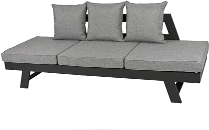 DELUKE Gartensofa Ben - Alu/Polyester, inkl. Auflagen, Grau | Gartenliege Sonnenliege