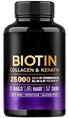 Biotin & Collagen Complex with Hyaluronic Acid & Keratin | Support for Hair, Skin & Nails, Vitamins for Adults
