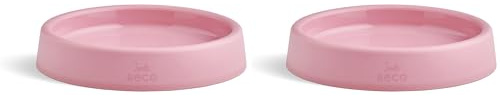 Beco Cat Bowl - Food & Water Steady Bowl, Recycled Plastic, Non-Slip Rubber Base, Whisker Friendly Feeding Dishes, Candy Pink (Pack of 2)