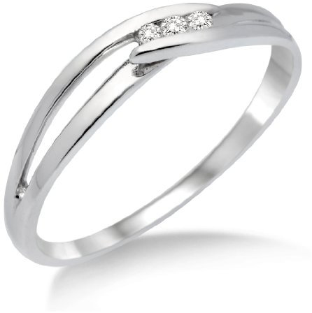 Miore Ring Damen Trilogy Weißgold 9 Karat / 375 Gold Diamant Brillianten 0.075 ct