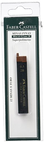 Faber-Castell 9065-2B - Blíster Tubo de 12 Minas 0.5 mm - Negro - 2B