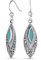 Boho Native American Style Blue Turquoise Marquise Shaped Gemstone Leaf Feather Dangle Earrings Western Jewelry For Women Teens Lever back Oxidized .925 Sterling Silver