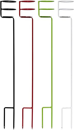 Decko Products 30251 Heavy Duty Outdoor Beverage/Drink Holder Stakes, Multiple Colors, Green, White, Red, Black, 4 Count (Pack of 1)