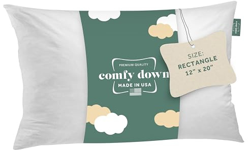ComfyDown Decorative Throw Pillow Insert, Down and Feather Fill, 100% Cotton Cover, 233 Thread Count - Made in USA (12 X 20)