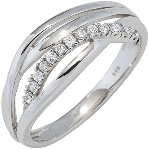 Ring Goldring Damenring mit weißen Zirkonia 333 Gold Weißgold Damen, Ringgröße:Innenumfang 60mm ~ Ø19.1mm