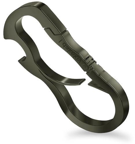 Idakekiy Dual Carabiner Keychain Mutil Tool with Key Chain Bottle Opener for Keys Black