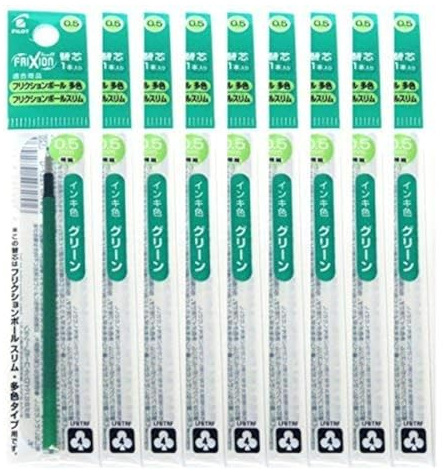 Pilot Gel Ink Refills for FriXion Ball 4 Gel Ink Multi Pen, 0.5 mm, Green Ink, 9 Refills Value Set with Ecology Sticky Notes