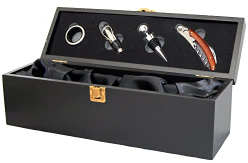 Oypla Wine Bottle Gift Box Presentation Case & 4pc Accessories Set