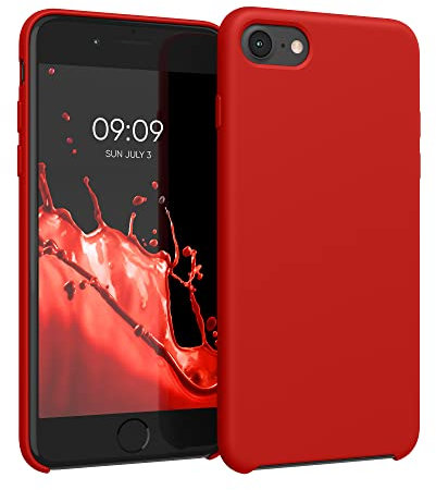 kwmobile Carcasa Compatible con Apple iPhone SE (2022/2020) / 8/7 Funda - Case TPU y Silicona antigolpes - Apto Carga inalámbrica - Rojo