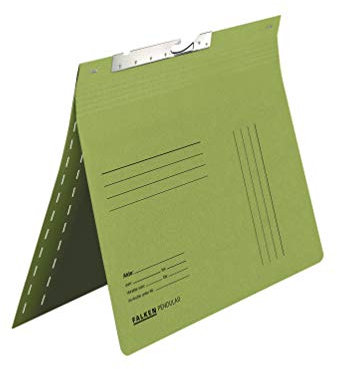 Original Falken 25er Pack Pendular Pendelhefter. Made in Germany. Aus Recycling-Karton Zweifalz mit kaufmännischer Heftung sowie Behördenheftung und Schlitzstanzung für DIN A4 grün Hefter