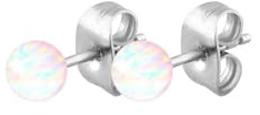 FILANGO Chirurgenstahl Ohrstecker SYNTHETISCHER OPAL - Blau, Weiß, Silberfarben