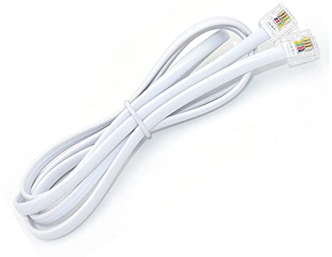 NEORTX RJ11 auf RJ11 Kabel, 1,5 m, Telefonkabel, Verlängerungskabel, Stecker auf Stecker, 6P4C, Modularstecker für Festnetztelefon, Faxgerät, Weiß