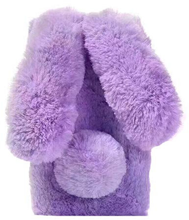 Artfeel Plüsch Kaninchen Hülle für iPhone 5S/5,iPhone SE Hülle, Niedlich Pelzig Hase Ohren Haarballen Winter Weich Warm Flauschige Handyhülle Faux Pelz Glitzer Diamant Stoßfest Schutzhülle-Lila