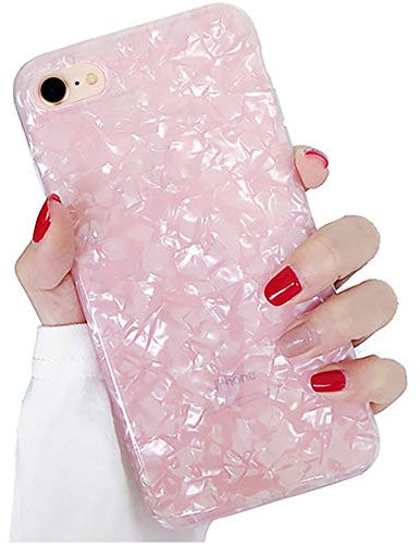 LLZ.COQUE Coque iPhone 7/iPhone 8/SE 2020 Silicone TPU Souple Antichoc Ultra Légère Fine Case avec Motif de Marbre Housse Étui pour Apple iPhone 7/8/SE 2020 Rose