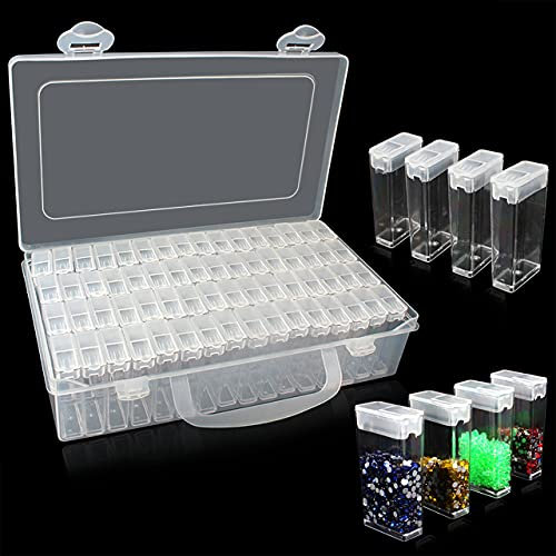 Eiito 64 Fächer Diamond Painting Aufbewahrungsbox Kunststoff Dosen, 5d Diamant Painting Zubehör, Werkzeugbehälter Schmuck Organizer