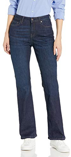 Amazon Essentials Women's Mid-Rise Stretchy Slim Bootcut Jeans - Discontinued Colours, Dark Wash, 18 Long