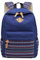 Lisirs Canvas Rucksack Damen Stabil Wasserdicht Schulranzen Mädchen Vintage Tolle Farbkombi Muster Schöner Praktischer Schulrucksack mit Laptopfach für Junge Teenager Freizeit und Schule Blau