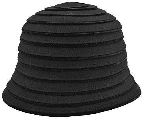 Damenhut Cloche Bell, Glockenmütze, Wollfilz, Herbst/Winter, Schwarz M