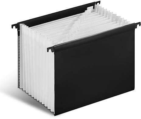 Staples 12-Pocket Expanding Hanging File, Letter, Jan-Dec Index, Black