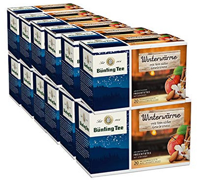 Bünting Tee Winterwärme 12er Pack – Winter- und Früchtetee mit Gewürznote – 12 x 20 Teebeutel