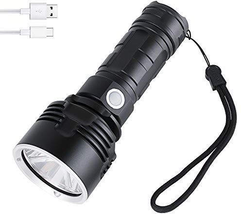 XHP50 Linterna LED Recargable, WESLITE Linternas LED Alta Potencia 5000 Lumenes Tactica Linterna con Indicador de Energía 3 Modos Linternas Potente para Camping Pescar(Batería Incluida)