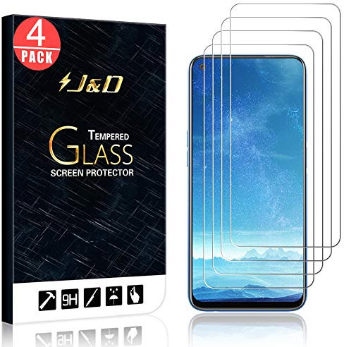 J&D Compatible para Realme 7 Protector de Pantalla, 4 Paquetes Vidrio Templado, No Cobertura Completa Cristal Templado Protector de Pantalla para Realme 7