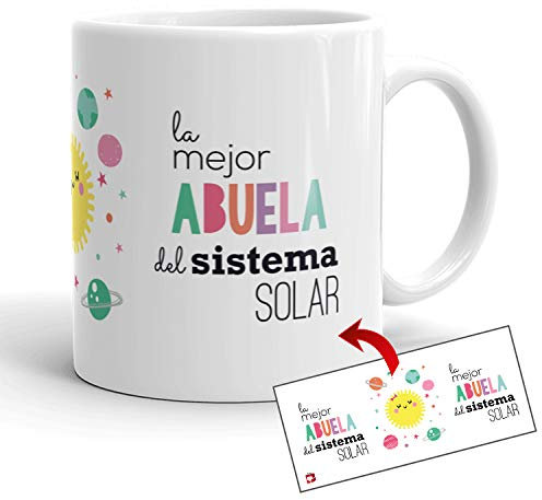 Kembilove Taza la Mejor Abuela del Mundo – Taza con Mensaje La Mejor Abuela del Sistema Solar – Regalo Hermana Original – Regalos Originales para cuñados – Tazas Originales