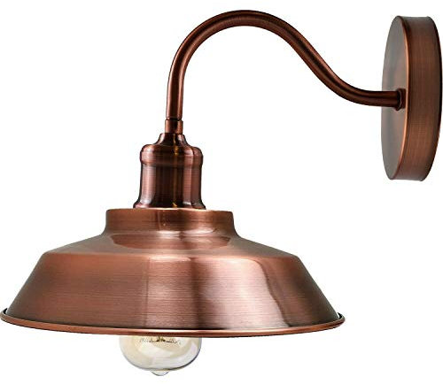 Gleichspannung, moderne Retro-Wandleuchte, glänzende Wandhalterung, E27-Pendelleuchte mit Metallschirm, Schwanenhals-Wandleuchte für Bett, Wohnzimmer (Kupfer)