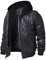 FLAVOR Echtes Lederjacke Herren Abnehmbarer Hoodie (L, Schwarz)