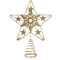 COM-FOUR® Deko Stern Weihnachten - Weihnachtsdekoration Stern aus Metall - Aufsteller Weihnachtsstern mit Glitzer - Goldfarbene Weihnachtsbaumspitze (goldfarben/24x18cm)