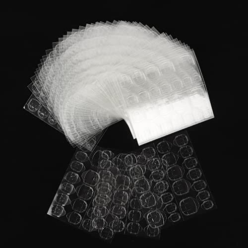 BOLASEN 15 Feuilles/360 Pièces Autocollant à Ongles Double Face, Gel Pads d'Ongle, Onglets Adhésifs Respirants, Nail Glue Jelly Gel Ruban Adhésif Flexible pour Faux Ongles