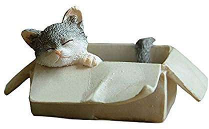 Gemmia Miniatur-Feengarten Katze Figurine- Box Streunende Katze Statue