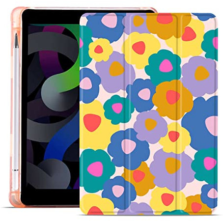 MAYCARI Cute Flower Case for iPad mini 6, 8.3 inch with Pencil Holder, Auto Sleep/Wake, Soft TPU Protective Case - Pink