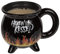 MIJOMA Kaffeetasse Teetasse Kesseltasse Kesselbecher Hexenkesselbecher Hexenkessel Becher Fassungsvermögen 400ml, schwarz (Hexenkessel mit Flammen-Thermoeffekt)