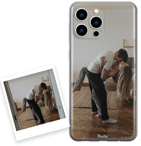 P Pevita iPhone 14 Pro Max Hülle personalisiert mit Foto. Handyhülle aus Silikon selbst gestalten iPhone 14 Pro Max. Geschenke personalisiert für Frauen, Mann, Kinder,Valentinstag, Weihnachten