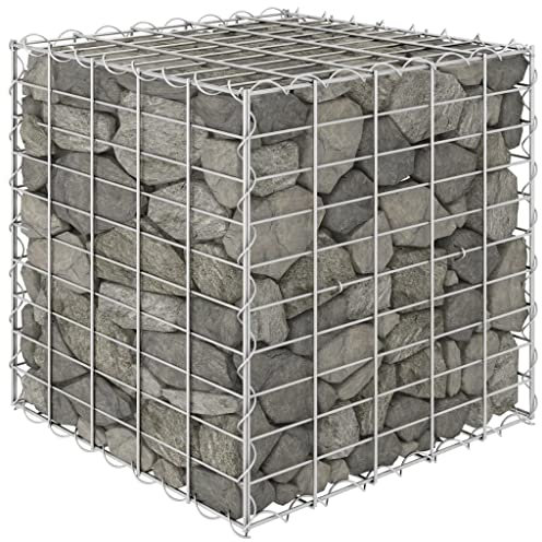 FIRBNUS 50 x 50 x 50 cm Gabione erhöhtes Bett aus Metall, Käfig, Blumenkäfig, Gabionen, Blumenkäfig, Blumenkäfig, Blumenkasten, Garten, hohe Tragfähigkeit aus Stahldraht