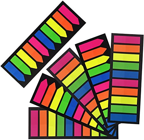 Mesybveo 6 juegos 1200 piezas Marcapaginas Adhesivos, Notas Adhesivas Índices, Marcadores Adhesivos, Transparente Marca Pagina con Cabeza ParaLeer Notas, Clasificar Documentos(10 Colores)